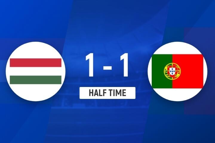 半场-葡萄牙客场暂1-1匈牙利 B席扳平坎塞洛连场助攻C罗失良机